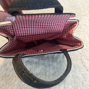 Kate Spade “New York” denim mini purse with red checked interior